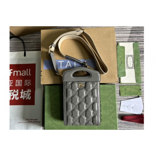 Gucci ‎ matelasse top handle mini bag in Grey Matelasse leather