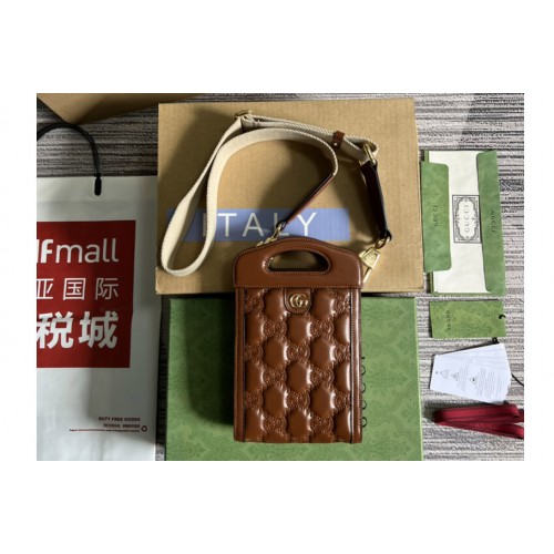 Gucci ‎ matelasse top handle mini bag in Brown Matelasse leather
