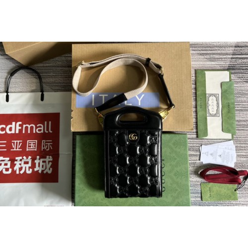 Gucci ‎ matelasse top handle mini bag in Black Matelasse leather