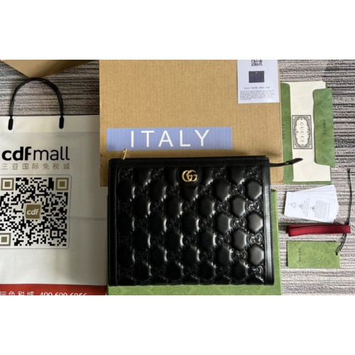 Gucci ‎ Matelasse pouch in Black Matelasse leather