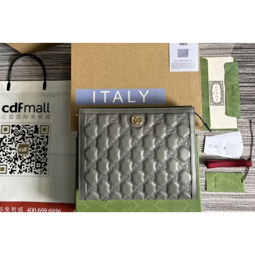 Gucci ‎ Matelasse pouch in Grey Matelasse leather