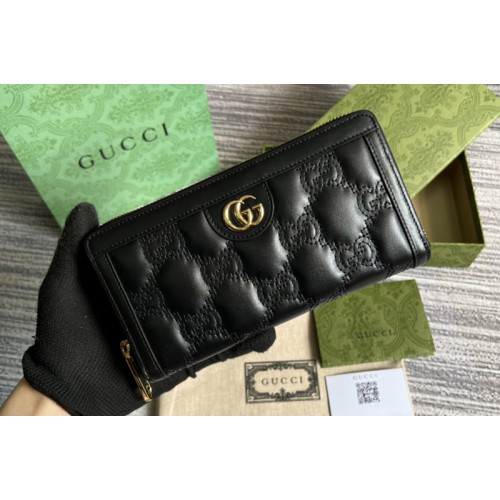 Gucci ‎ Matelasse zip-around wallet in Black Matelasse leather