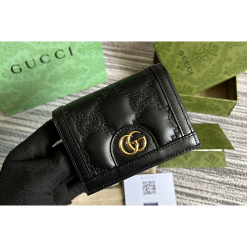 Gucci ‎ Matelasse card case wallet in Black Matelasse leather