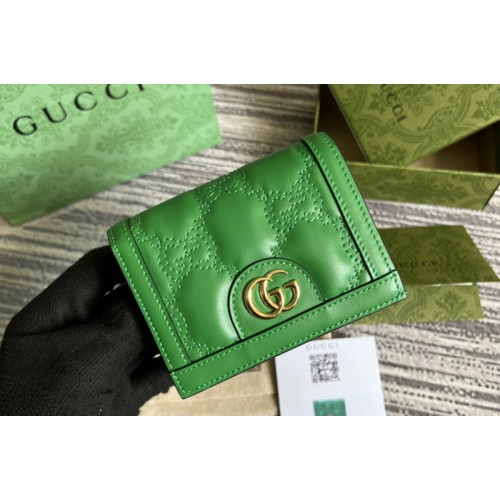 Gucci ‎ Matelasse card case wallet in Green Matelasse leather