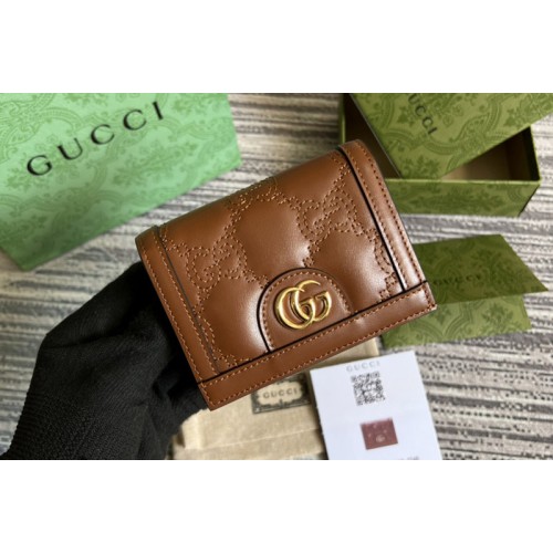 Gucci ‎ Matelasse card case wallet in Brown Matelasse leather