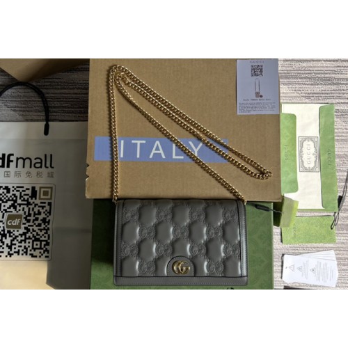 Gucci Matelasse chain wallet in Grey Matelasse leather