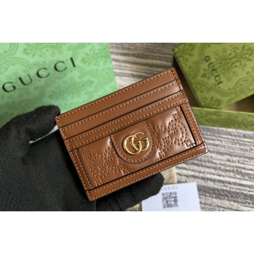 Gucci Matelasse card case in Light brown Matelasse leather