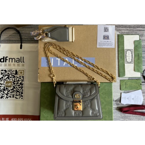 Gucci matelasse small top handle bag in Grey Matelasse leather