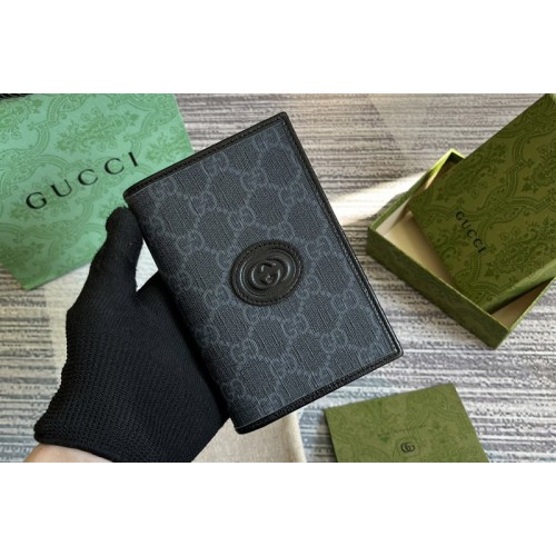 Gucci passport case with Interlocking G in Black Supreme canvas