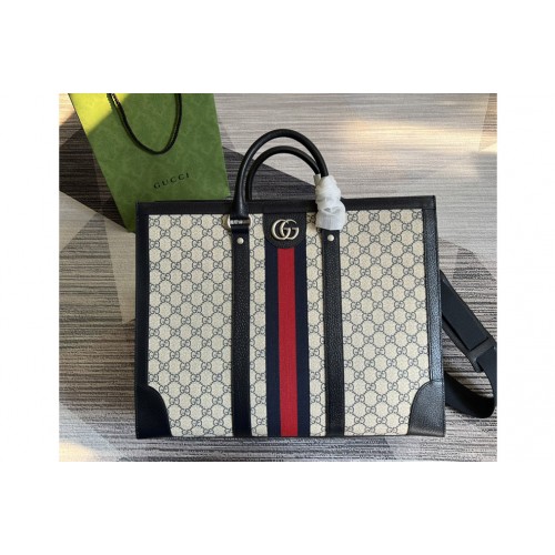 Gucci Ophidia large tote bag in Beige and Blue Supreme canvas