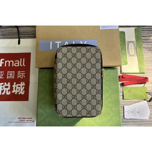 Gucci mini packing cube in Beige and ebony Supreme canvas