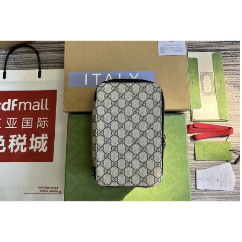 Gucci mini packing cube in Beige and Blue Supreme canvas