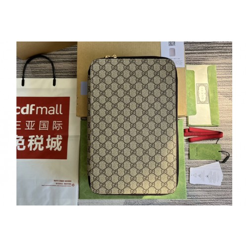 Gucci large packing cube in Beige and Ebony Supreme canvas