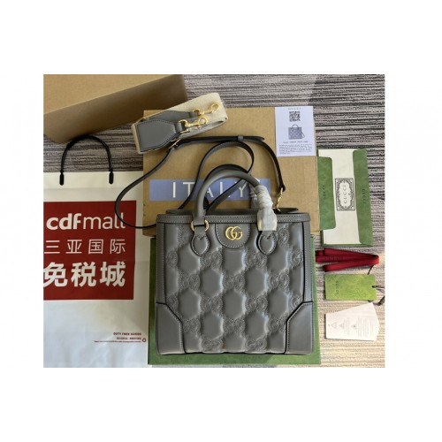 Gucci matelasse mini top handle bag in Grey matelasse leather