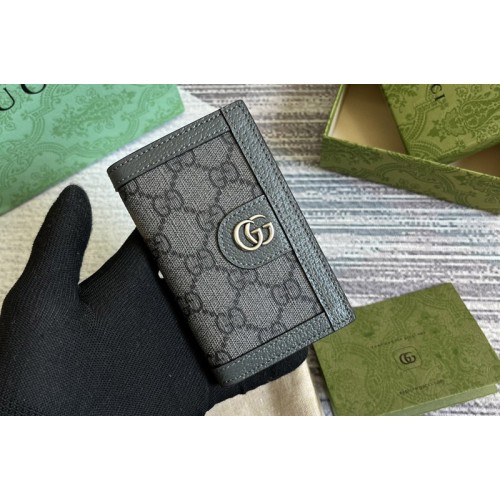 Gucci ‎‎‎Ophidia card case in Grey and black Supreme canvas
