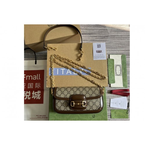 Gucci Horsebit 1955 shoulder bag in Beige ebony Supreme canvas