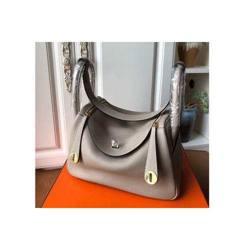 Hermes Lindy 26cm Bag in Original Gray Togo Leather With Gold Buckle
