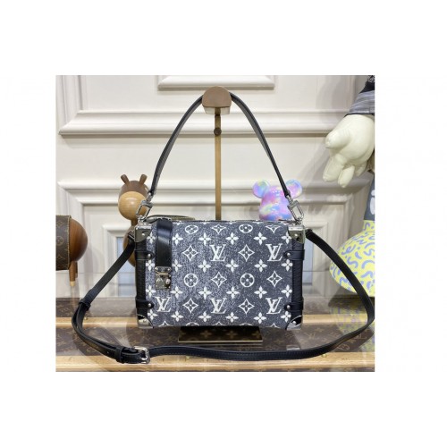 Louis Vuitton M21460 Side Trunk handbag in Gray Denim textile jacquard