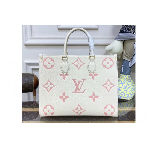 Louis Vuitton M21575 Onthego MM tote bag in White Monogram Empreinte Leather