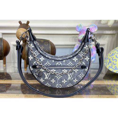 Louis Vuitton M21752 Loop PM bag in Gray Denim textile jacquard