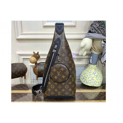 Louis Vuitton M30936 Duo Sling Bag in Monogram Canvas and Taiga cowhide leather