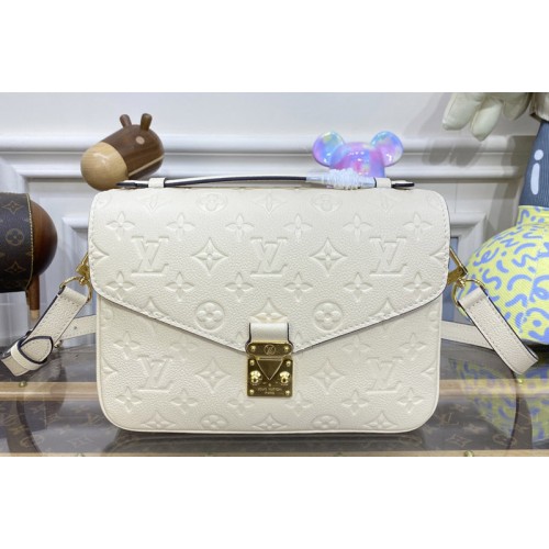 Louis Vuitton M41485 Pochette Metis handbag in White Monogram Empreinte embossed supple grained cowhide leather