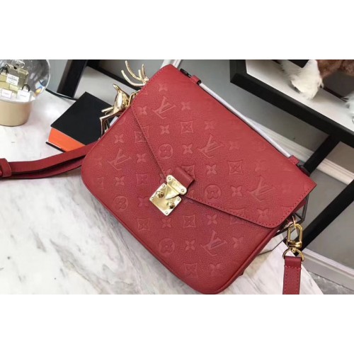 Louis Vuitton M41488 Pochette Metis Bag in Red Monogram empreinte Leather