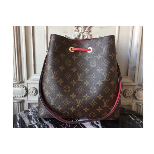 Louis Vuitton M44021 Neonoe Bag in Monogram Canvas With Red