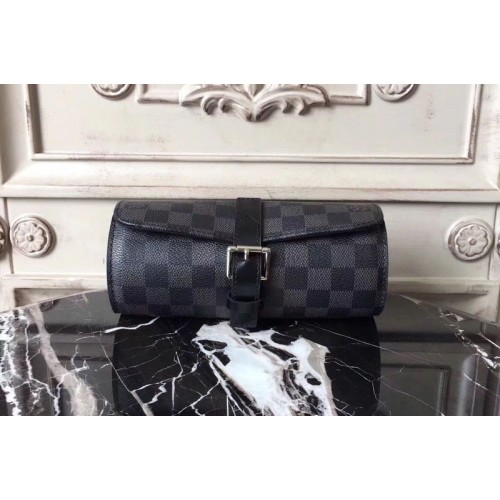 Louis Vuitton N41137 3 WATCH CASE in Damier Graphite Canvas