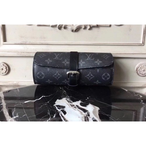 Louis Vuitton M43385 3 Watch Case in Monogram Eclipse Canvas