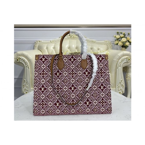 Louis Vuitton M57185 Since 1854 Onthego GM tote bag in Bordeaux Red Jacquard Since 1854 textile
