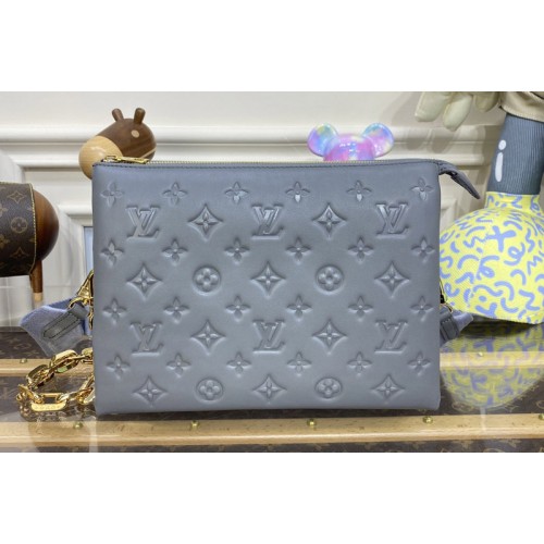 Louis Vuitton M57790 Coussin PM handbag in Gray Monogram-embossed puffy lambskin