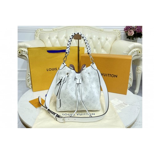 Louis Vuitton M58483 Muria bucket bag in White Mahina perforated calf leather