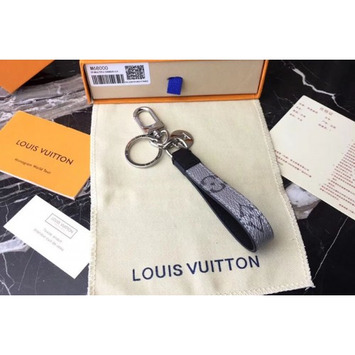 Louis Vuitton M61950 Monogram Eclipse Canvas Dragonne Bag Charm and Key Holder White