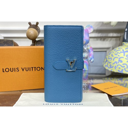 Louis Vuitton M81367 Vertical wallet in Blue Taurillon leather