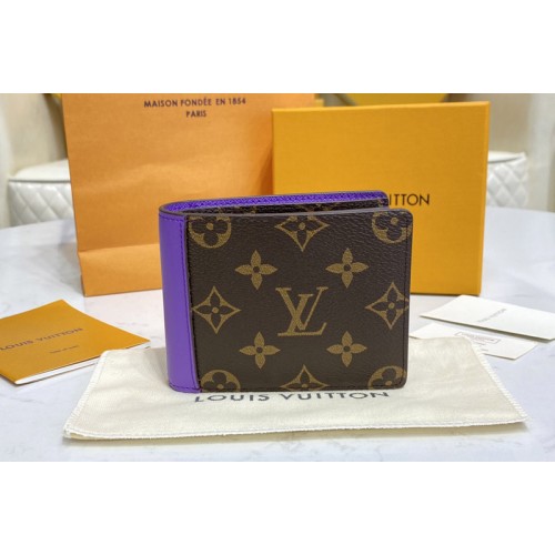 Louis Vuitton M69408 Multiple wallet in Monogram Macassar coated canvas With Purple