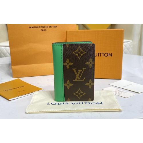 Louis Vuitton M81536 Pocket Organizer Wallet in Monogram canvas With Green