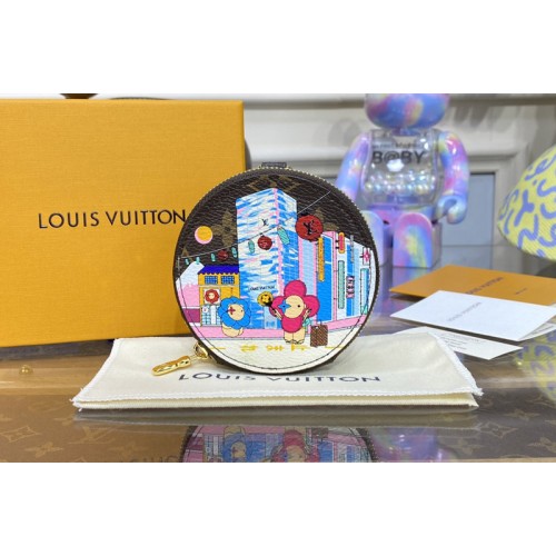 Louis Vuitton M81634 Round Coin Purse wallet in Monogram coated canvas With Blue