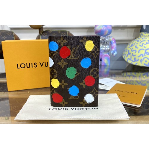 Louis Vuitton M81994 x YK Passport Cover Wallet in Monogram coated canvas with 3D Painted Dots print