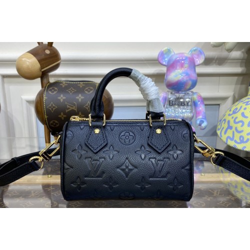 Louis Vuitton M82450 Nano Speedy Bag in Black Monogram Empreinte embossed supple grained cowhide leather