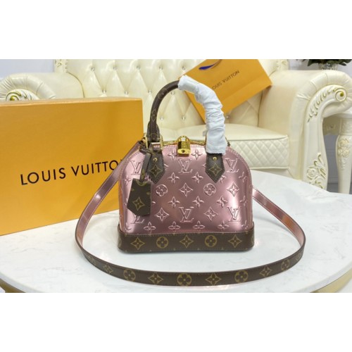 Louis Vuitton M90583 Alma BB handbag in Pink Debossed Monogram Vernis patent cowhide leather