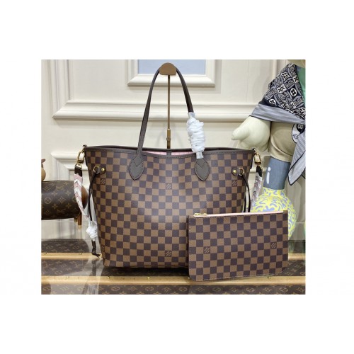 Louis Vuitton N40448 Braided Neverfull MM Bag in Damier Ebene coated canvas