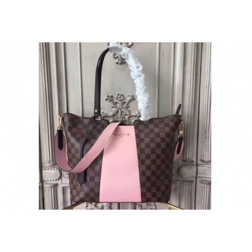 Louis Vuitton N44023 Jersey Bag in Damier Ebene Canvas and Pink Calf Leather