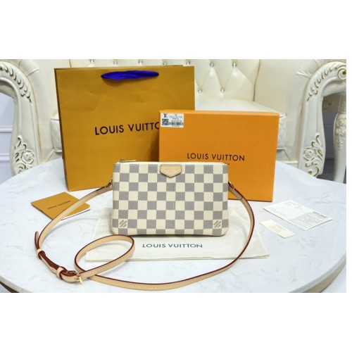 Louis Vuitton N60460 Double Zip Pochette Bag in Damier Azur canvas