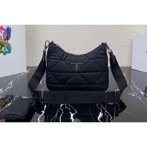 Prada 1BC151 Re-Nylon padded hobo bag in Black Nylon