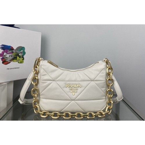 Prada 1BC157 Prada System nappa leather patchwork bag in White Leather