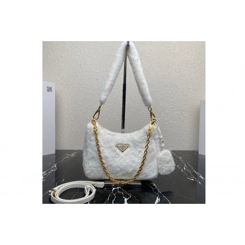 Prada 1BC204 Shearling mini-bag in White Shearling