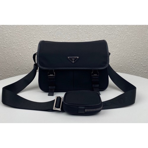 Prada 2VD769 Re-Nylon and Saffiano leather shoulder bag in Black Nylon