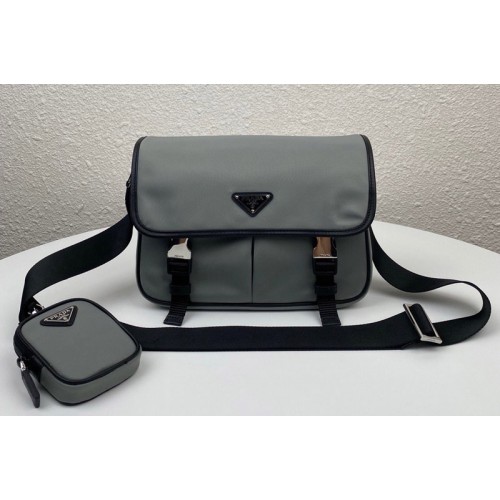 Prada 2VD769 Re-Nylon and Saffiano leather shoulder bag in Grey Nylon