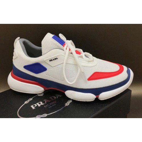 Mens Prada 2EG253 Knit fabric Cloudbust sneakers White Leather